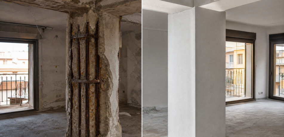 Rehabilitación estructural de finca de 1965 en Chamberí Madrid – andamiaje y refuerzo de forjado